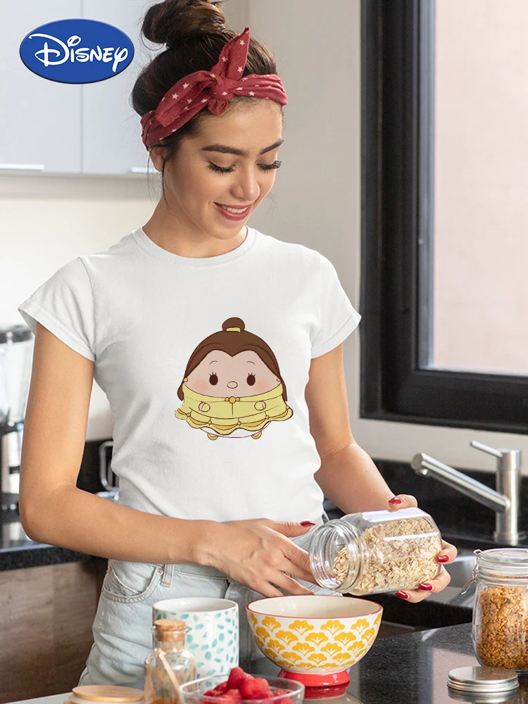 

Disney Princess Chubby Belle French Country Fashion T-Shirts Women T Shirts 2021 New Kawaii Harajuku Comfort Simple Family Look