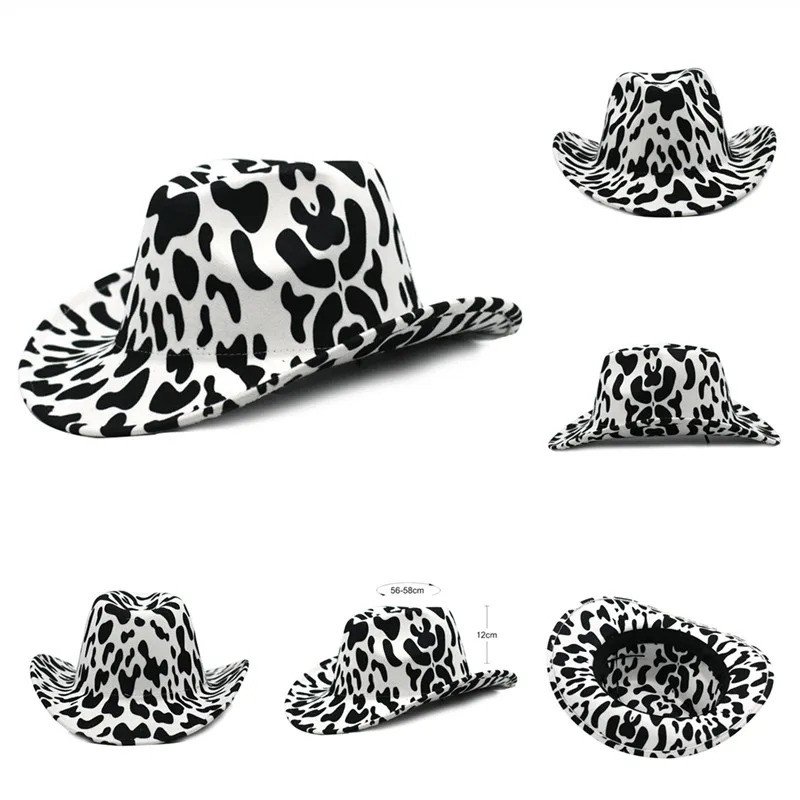 

Women Vintage Panama Cow Fedora Hats Thickened Pattern Cowboy Hat With Rolled Brim Western Jazz Felt Hat Wholesale