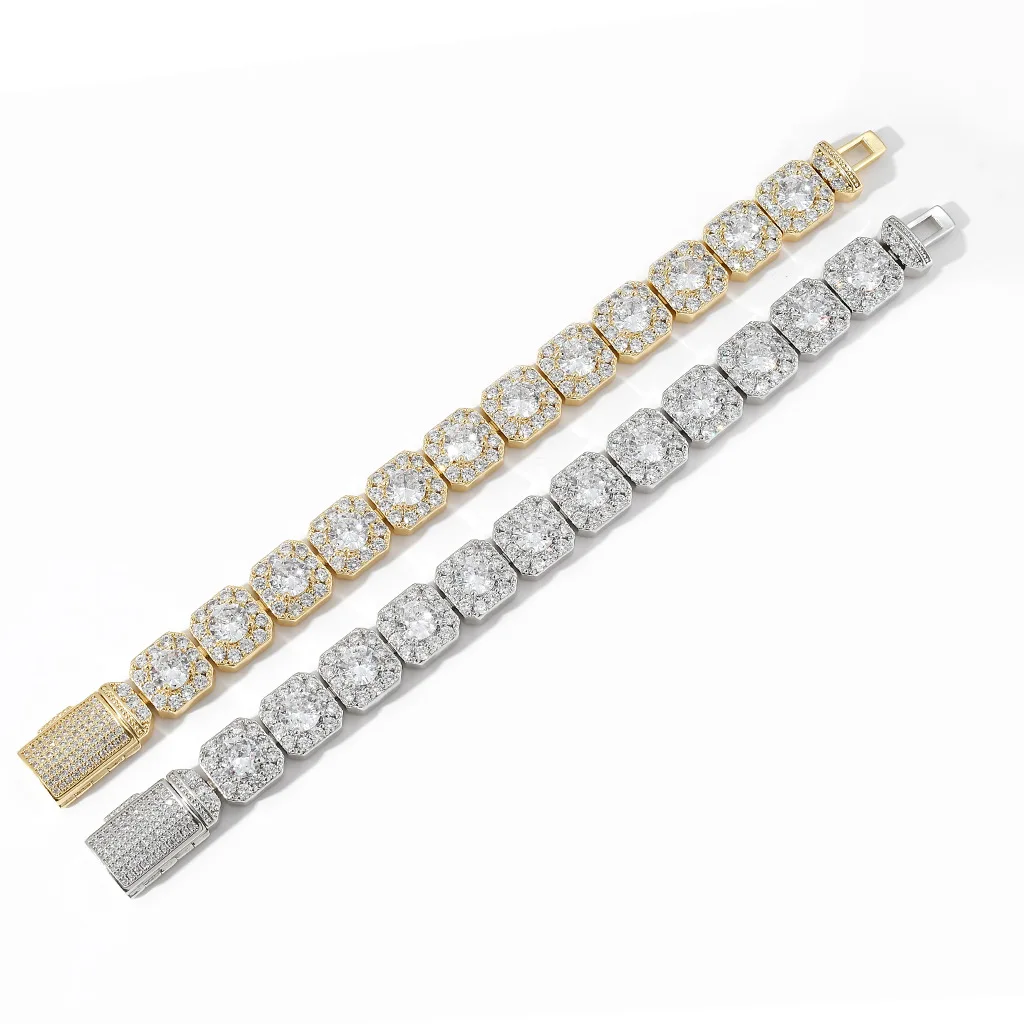 

Hip hop Bracelet flip button rock candy Zircon Bracelet for men bracelet