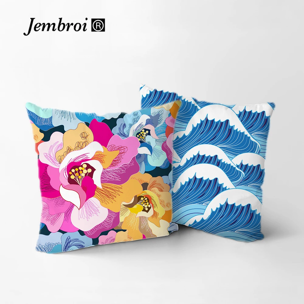 Двухсторонний полиэстеровый декоративный чехол для подушек с принтом цветок