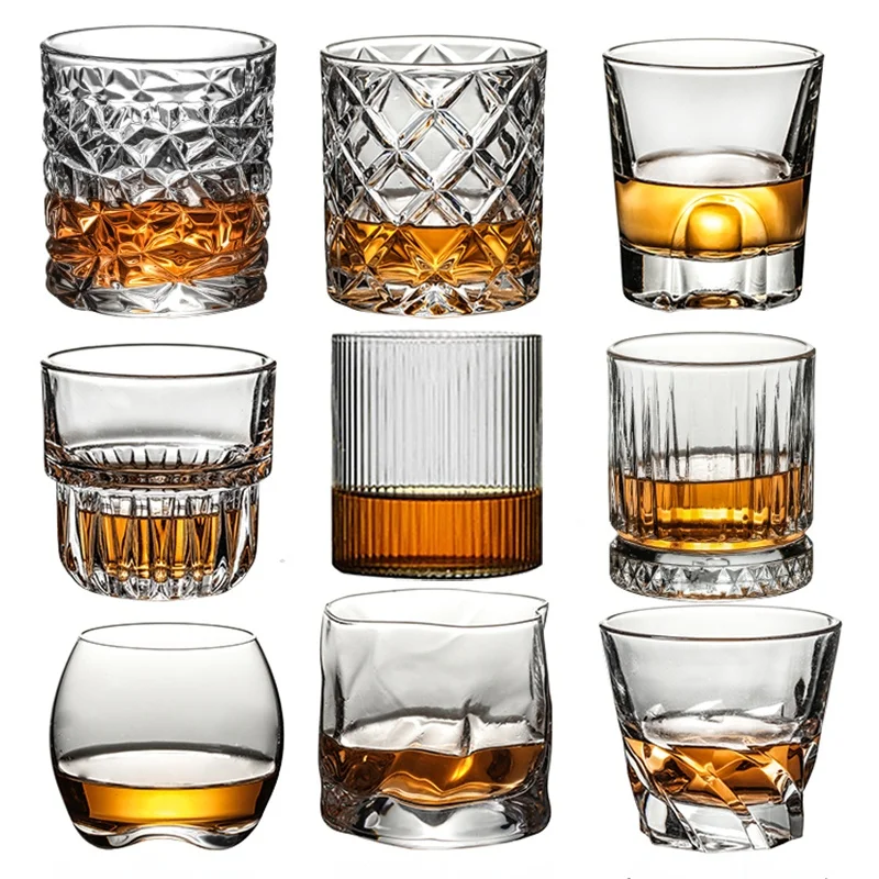 

Crystal Whiskey Glass Old-fashioned Scotch Whisky Brandy Cocktail Perfect Gift for Couples Beer Rum Style Glassware