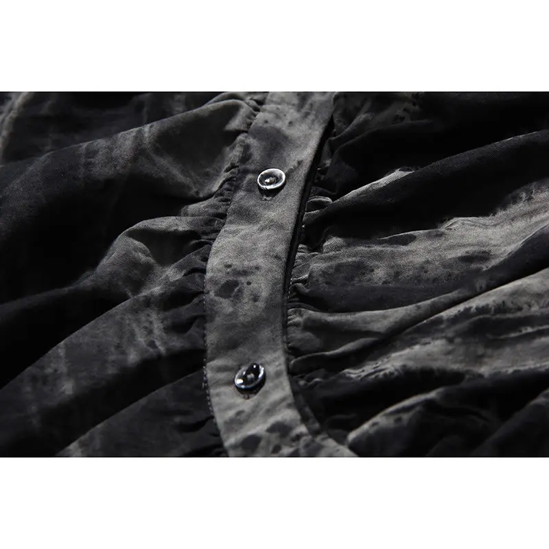 

XITAO Spring New Asymmetrical Dress Fashion Plated Splicing Turn-down Collar Solid Color Temperament Women All-match WLD6049