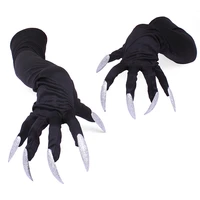 halloween long nails gloves funny festival witch cosplay costume party scary fancy props black mitten boy kids joking tools