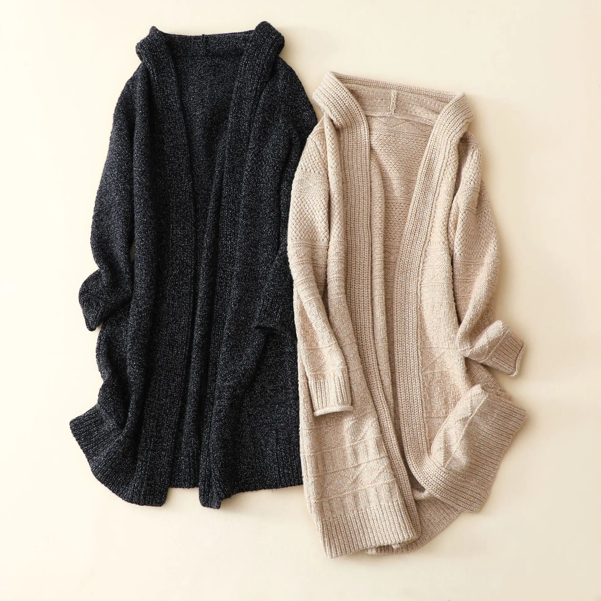 Зимняя Новинка Толстая вязаная теплая 100% кашемировая Верхняя одежда длинные