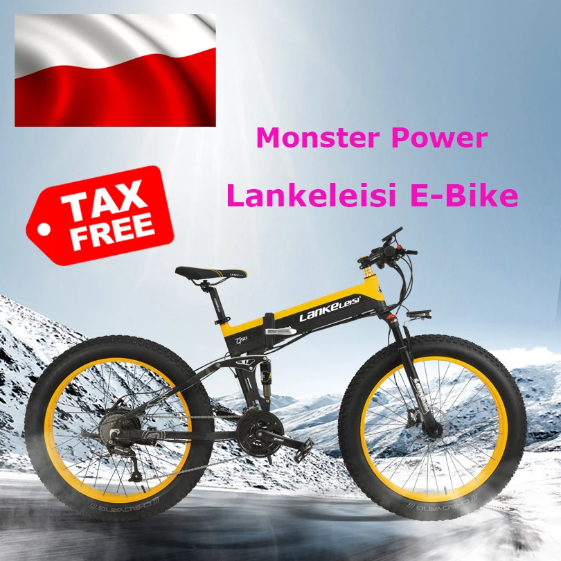 Bestellen LANKELEISI XT750Plus EU Freies Schiff Falten Moped Elektrische Bike 26 Zoll Fett Reifen Für Schnee Städtischen Offroad Berg 500W 48V 40 KM/H
