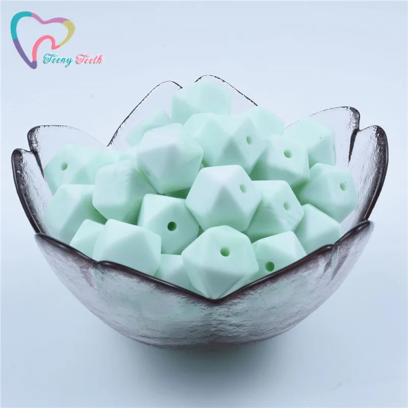 Marble Mint 20 шт. 14 мм Детские шестигранные силиконовые бусины Восьмиугольные бусины DIY соска цепь Perle Силиконовые Детские Прорезыватели жевательные бусины детские товары - Цвет: Marble Mint