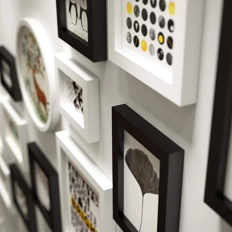 

Modern Art Home Decor Picture Frame Wall Hanging Solid Wooden Photo Frame Set Hallway Bedroom Living Room Family Wall Decoration