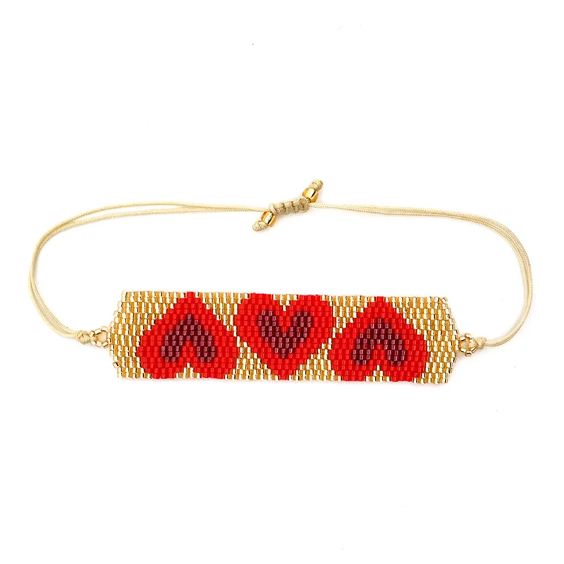 

Rttooas Red Heart Bracelets For Women MIYUKI Beaded Charm Bracelet Pulseras Mujer 2020 Fashion Crystal Female Jewelry