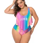 L-5XL размера плюс бикини 2021 mujer модные вареный с принтом в виде надписи Love, для купания, костюм из двух частей, одежда для плаванья, купальник женский