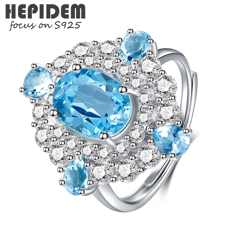 

HEPIDEM 100% Really Topaz 925 Sterling Silver Rings 2021 New Women Natural Blue Gemstones Engagement Gift s925 Fine Jewelry 1975