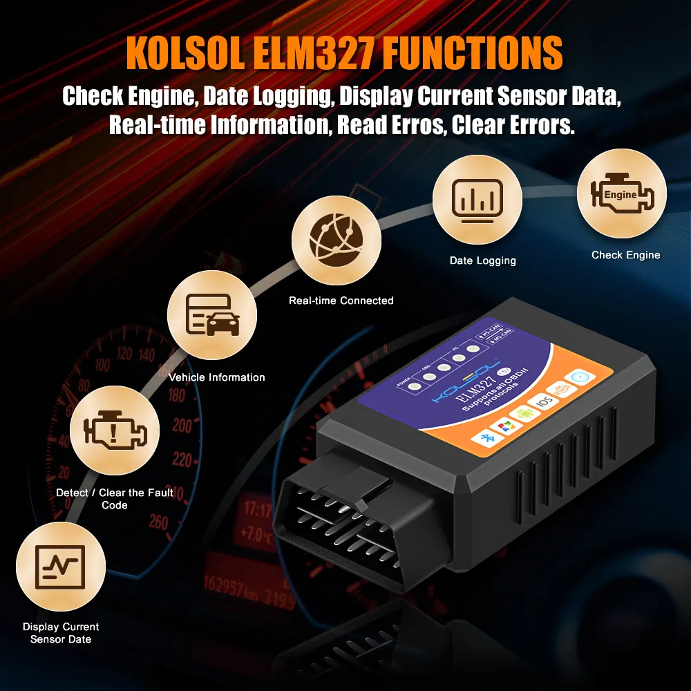 KOLSOL ELM327 Bluetooth OBD2 сканер V1.5 ELM327 с переключателем, модифицированным для Ford CH340+ 25K80 чип HS-CAN/MS-CAN