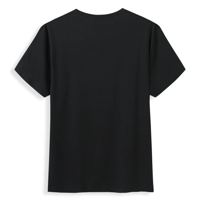 

2021 summer new men's fat plus size black crew neck printed short sleeve