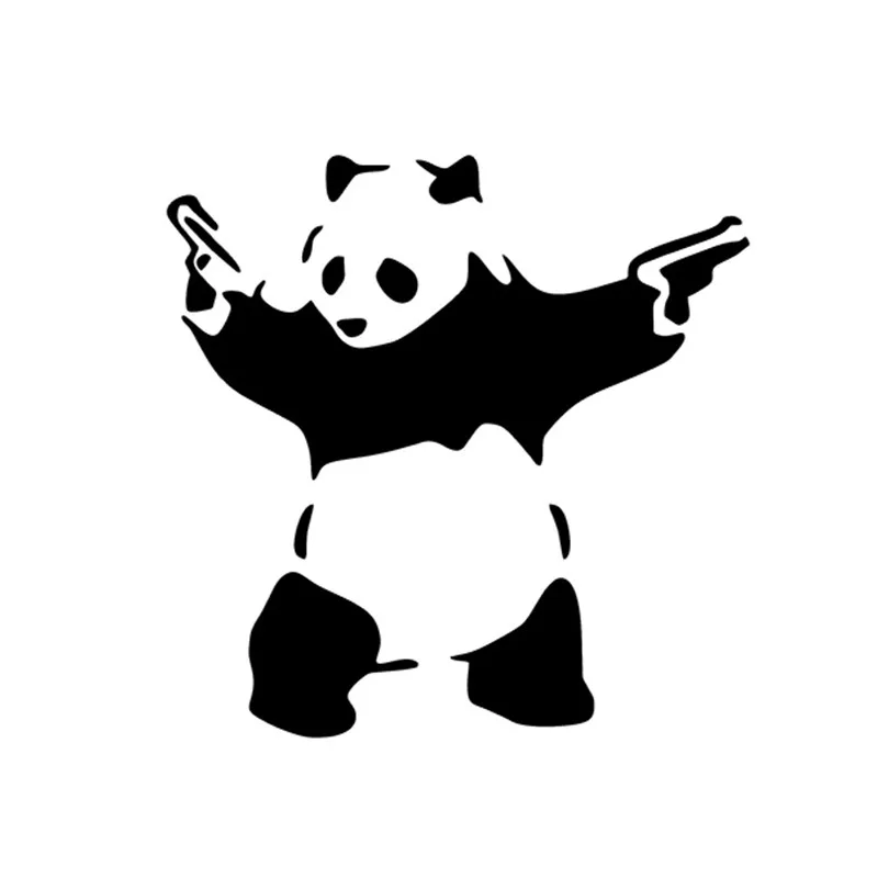 

New Cartoons Car Sticker PANDA WITH GUNS Car Decals Vinyl Motorcycl Decals Scratches Waterproof PVC 13cm X 13cm