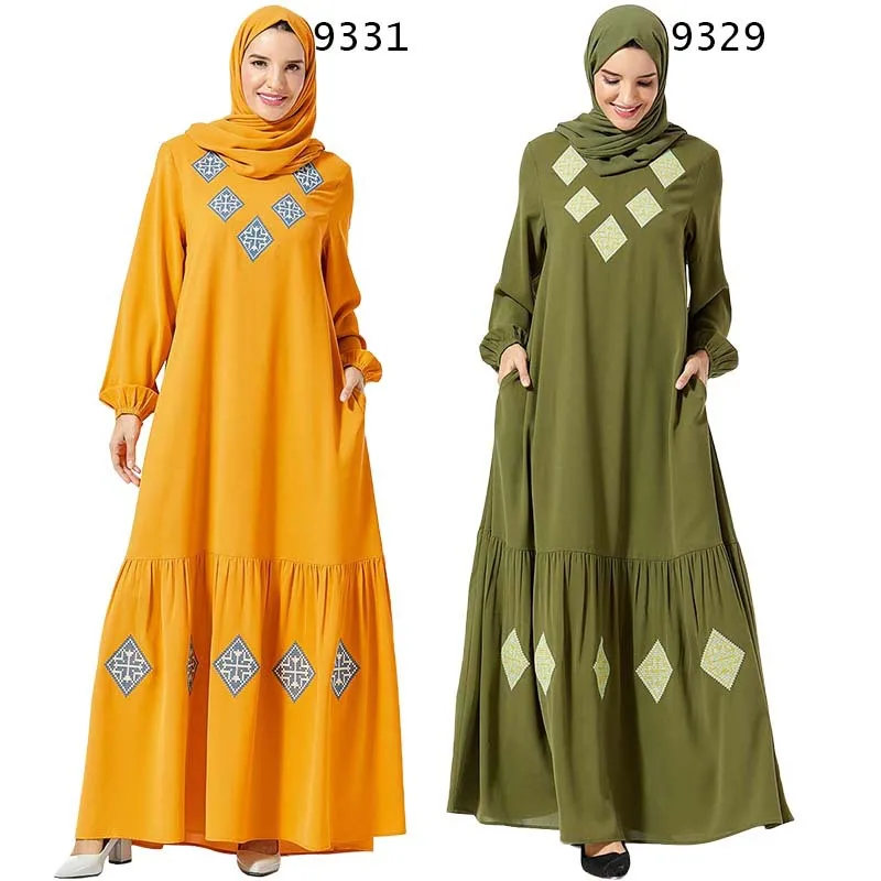 Элегантное Платье макси с вышивкой Abaya, хиджаб, мусульманский длинный халат, платья, кимоно, Ближний Восток, ИД, Рамадан, арабо-мусульманская ...