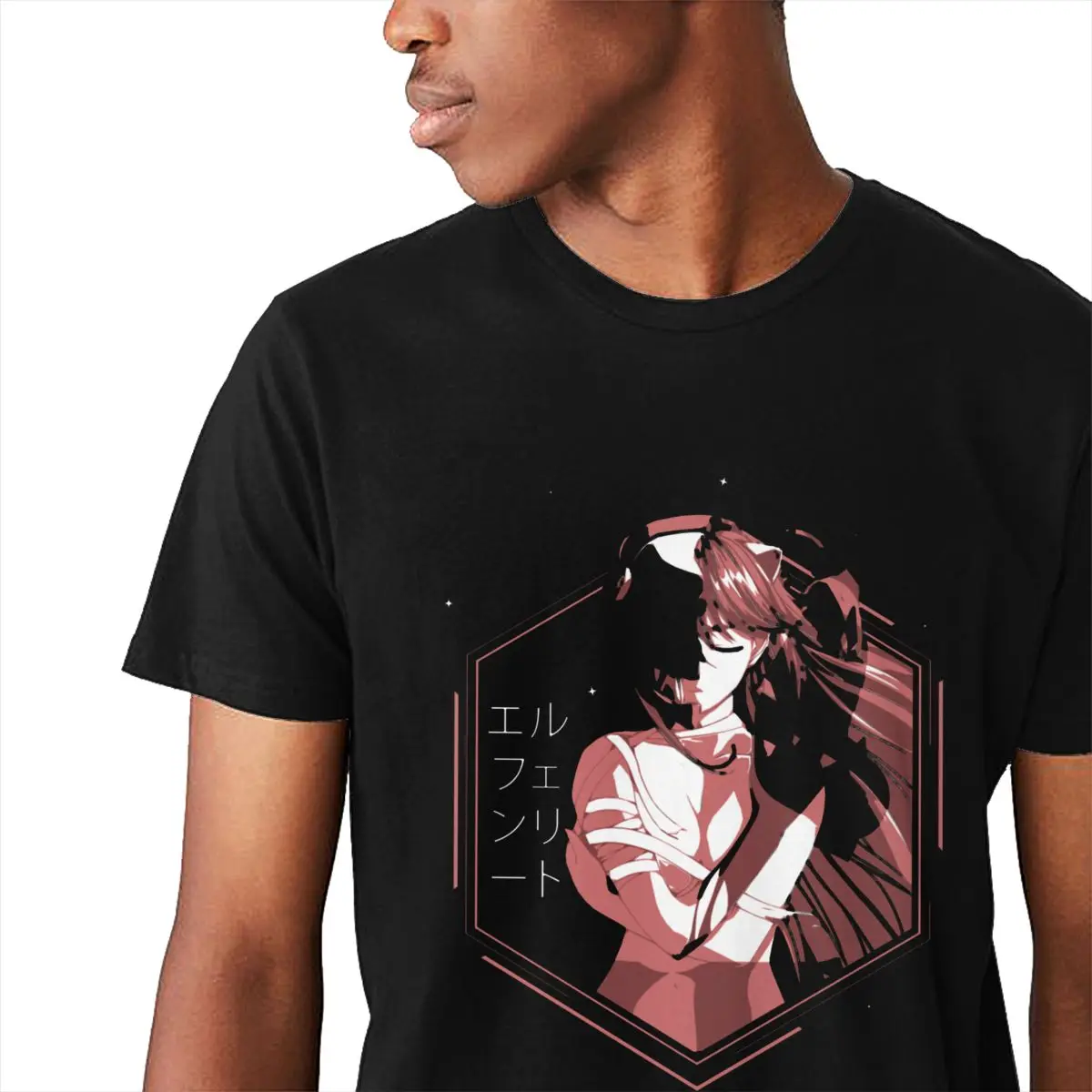 Новый дизайн футболка с изображением элфена и Люси из аниме Мужская для отдыха 100%
