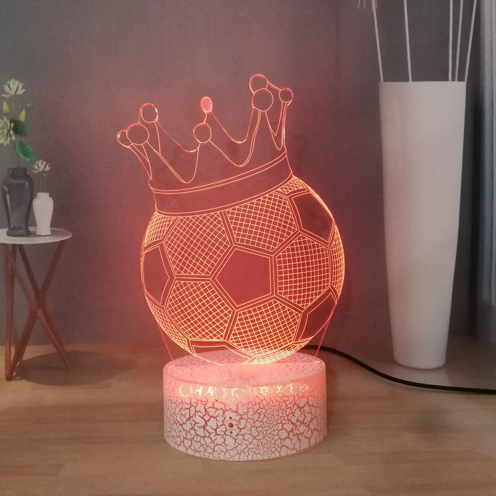 Мультяшный футбольный спортивный Чемпион светодиодный ночной Светильник Winner 3D