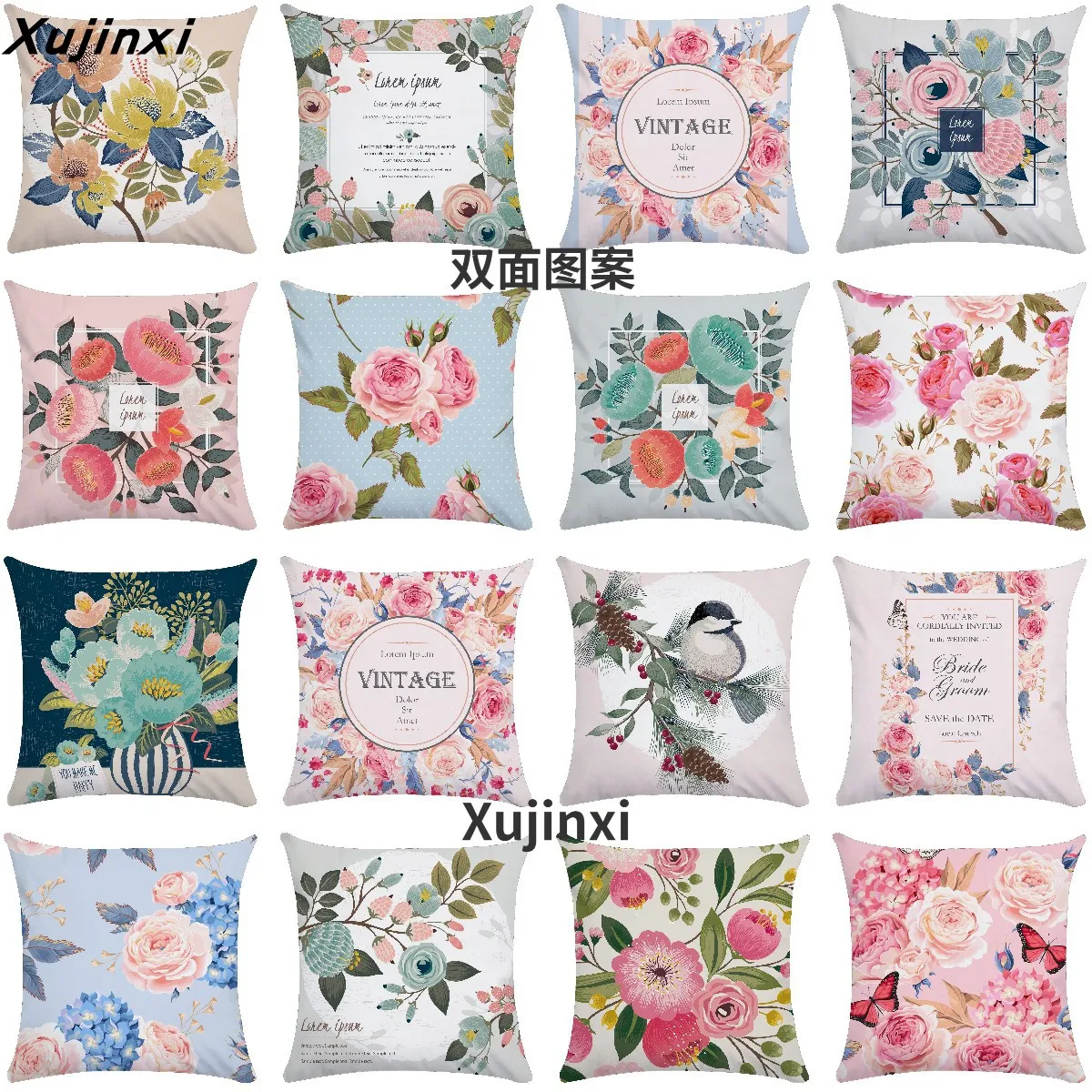 

Розовая Подушка с цветами ins, европейская двухсторонняя розовая наволочка