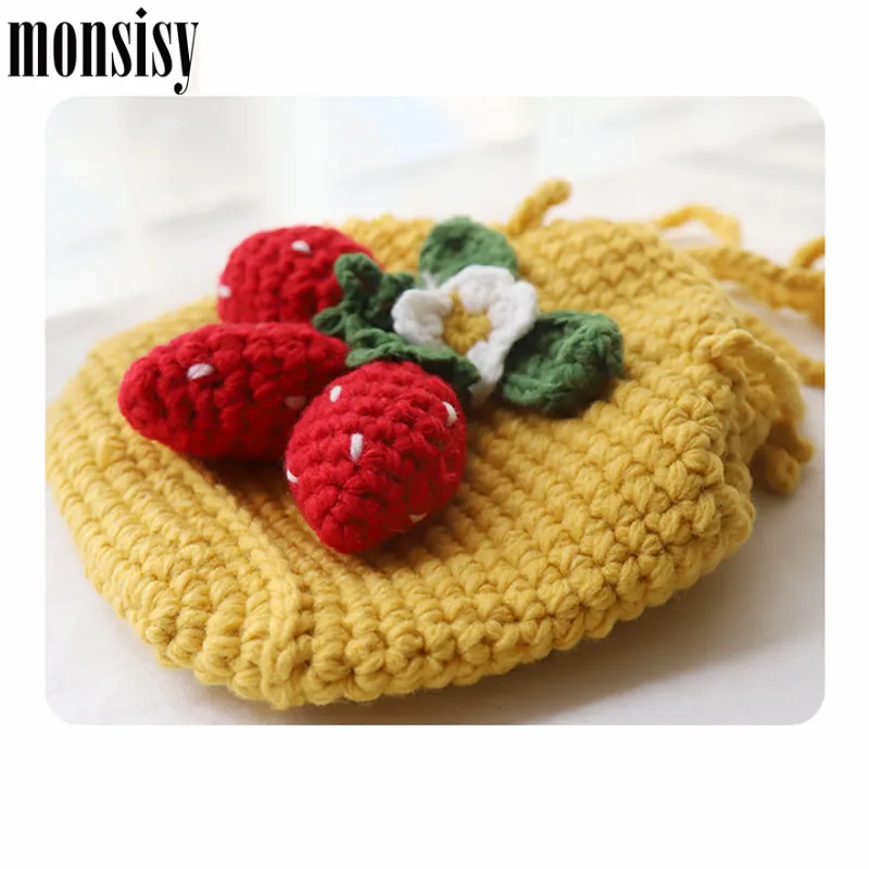 Новинка зимние тканые сумки Monsisy для девочек сумочка Женский кошелек шерстяная