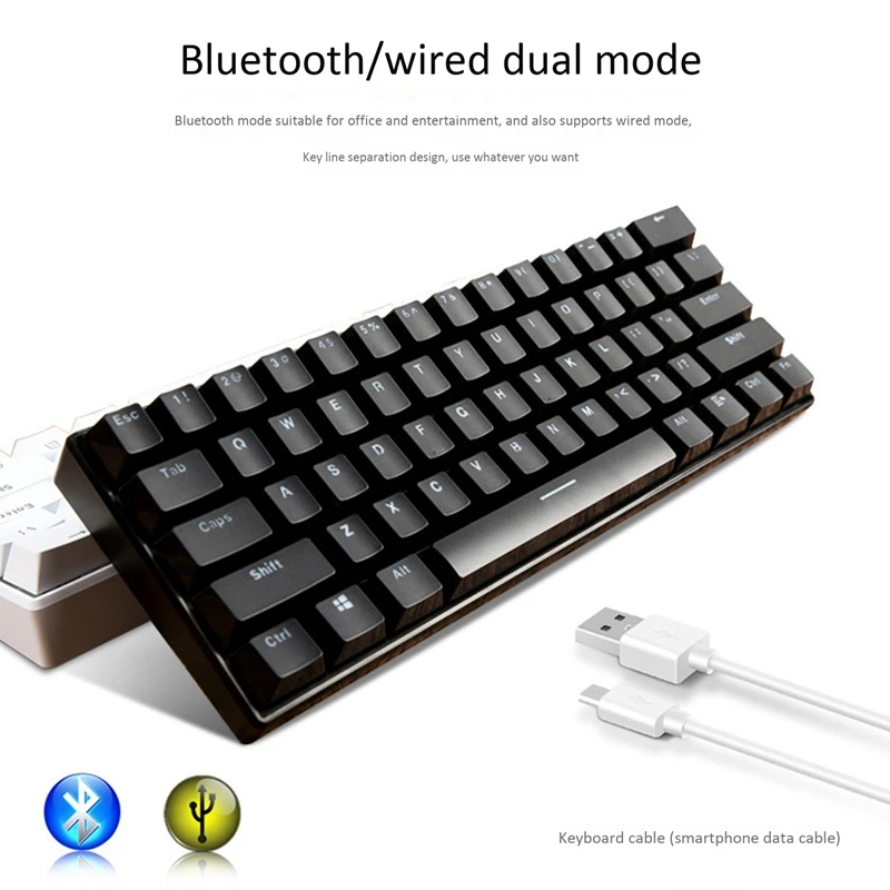 61 Key Bluetooth клавиатура проводной/Беспроводной Двухрежимная механическая для