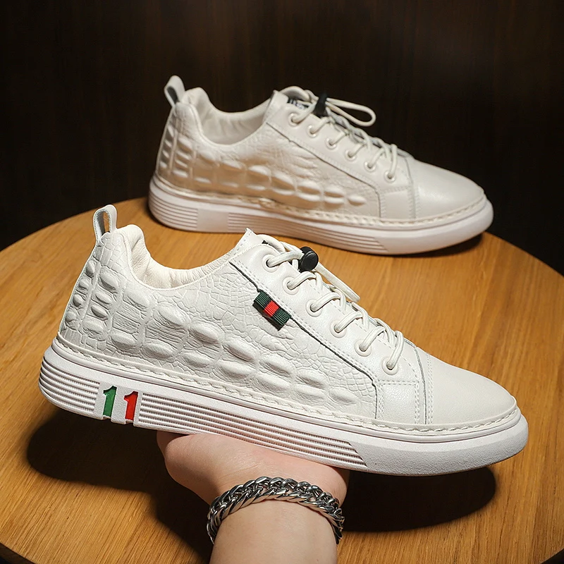 

New 2020 Men Vulcanize Shoes High Quality Sneakers Men Leather Replica Shoes Non-slip Sneakers Male Lightweight Rubber Shoes