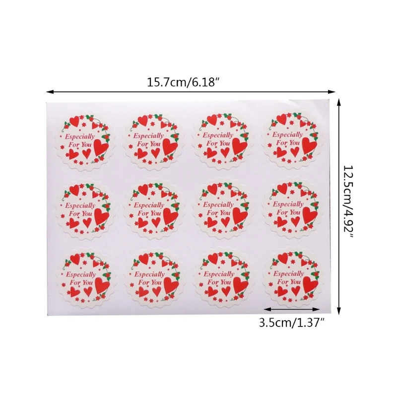 

50 Sheets 600Pcs Especially For You Stickers Red Heart Print Round Adhesive Seal Labels for Gift Wrapping DIY Decoration