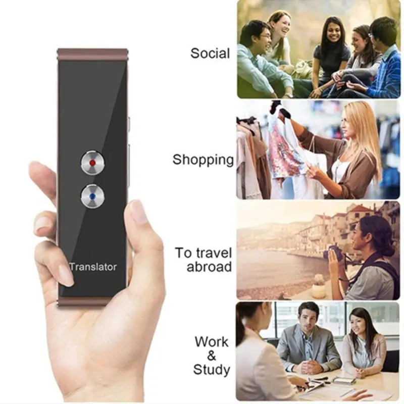 Portable T8 Smart Voice Speech Translator Two-Way Real Time 30 Multi-Language Translation For Learning Travelling Business Meet