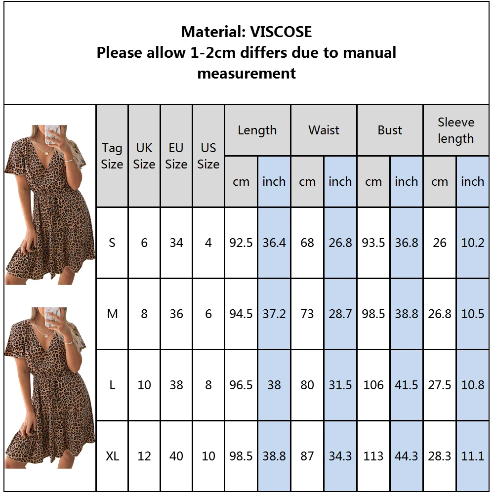 

Leopard Print Women's Dress 2021 Sexy V neck mini Summer Dresses Casual Sundress Clothing Female Short Sleeve Dress D30