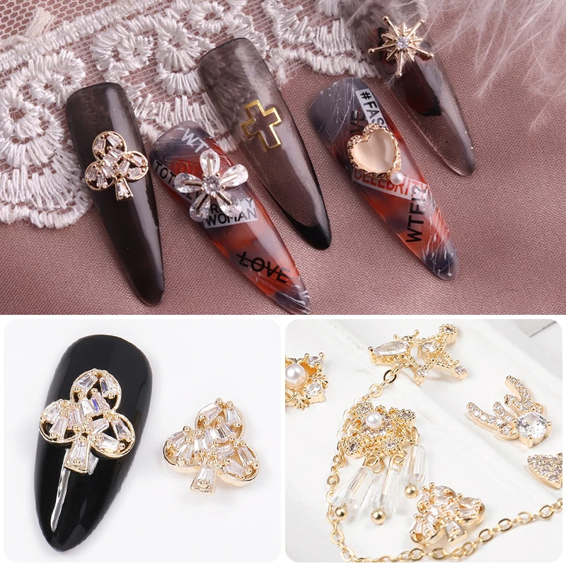 1 шт. знаменитости золотые металлические 3D украшения для ногтей Искусственные