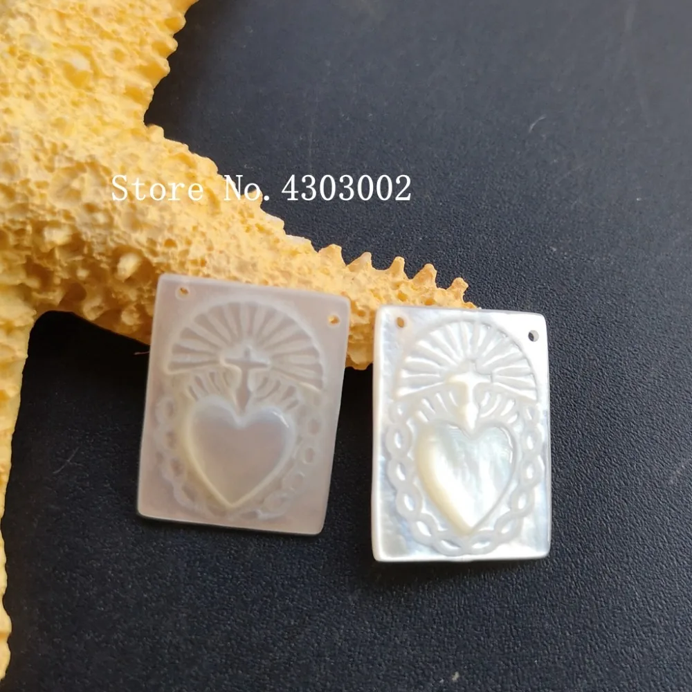 10 шт./лот, 12x16 мм, натуральный прямоугольник, сакральное сердце, перламутровый бисер, прямоугольник, Мадонна, жемчужная раковина, Швабра для рукоделия, ювелирных изделий