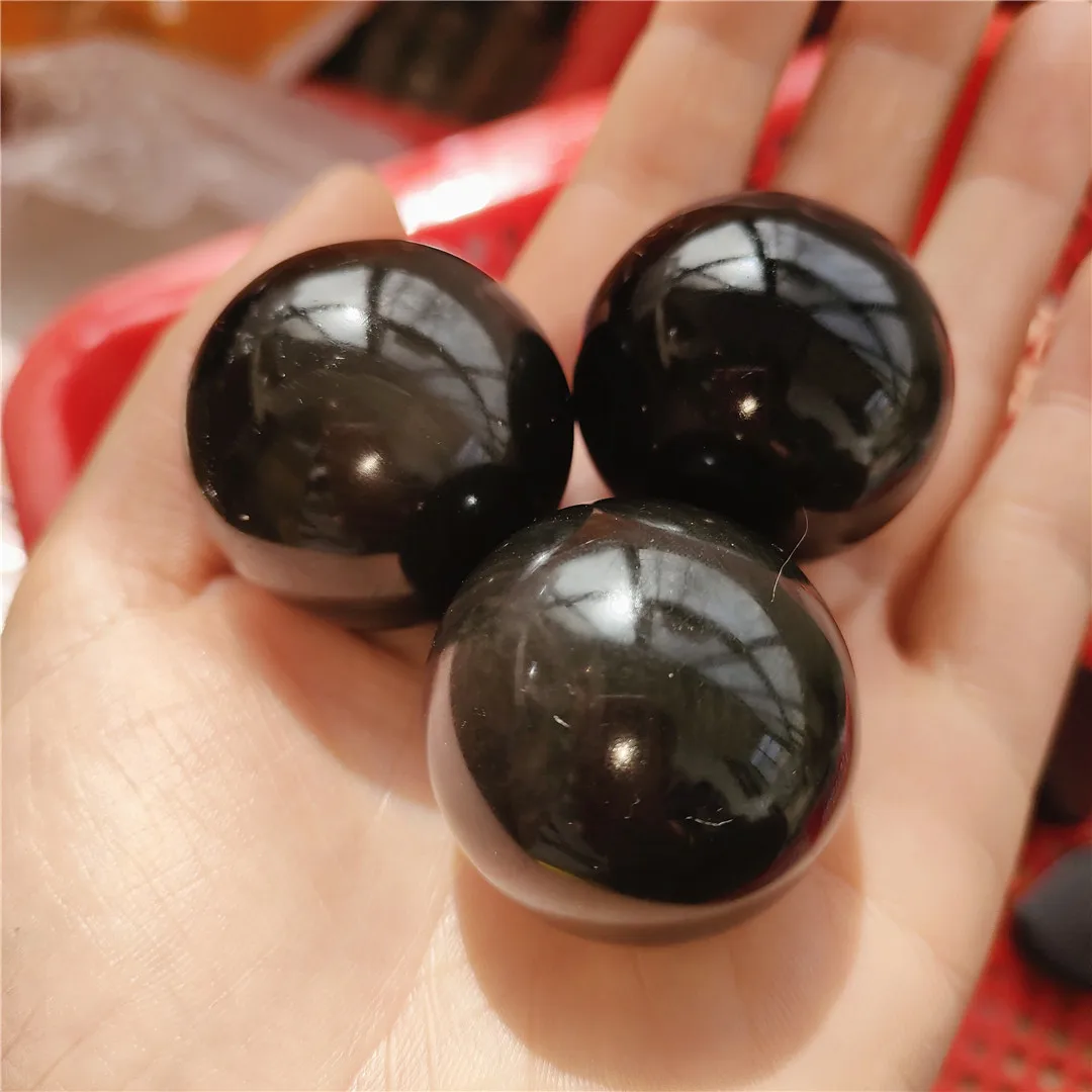 

Хрустальный шар для мяч фэншуй, медитации, исцеления, 35-40 мм, натуральный кристалл, обсидиановый кристалл