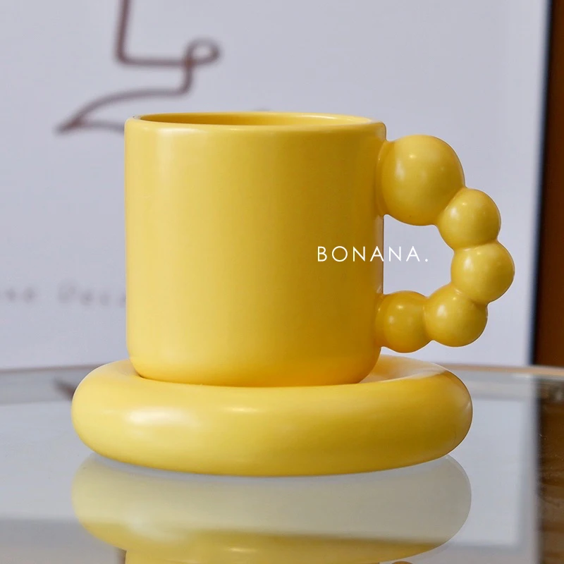 

Solid Color Creativity Ceramics Saucer Nordic Simplicity Retro Eco Friendly Pottery Coffee Cup Reuseable Tazze Dining EK50BD