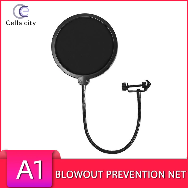 CELLA CITY Recording Large-Caliber Blowout Prevention Net Soundproof Cover, Double-Layer Filter to Filter Microphone Noise