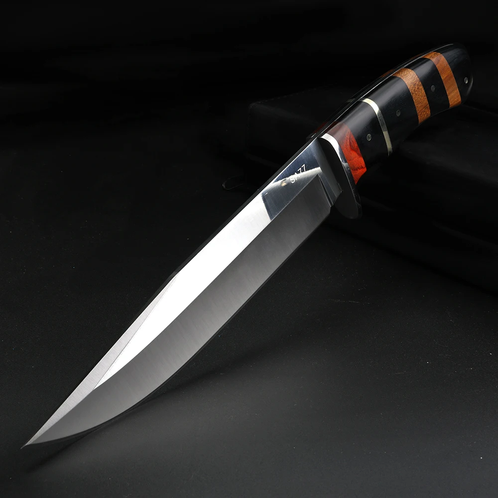 

Outdoor Hunting Knife Fixed Blade Japanese Steel Knives Camping Survival Knife Wilderness Wooden Handle with Sheath