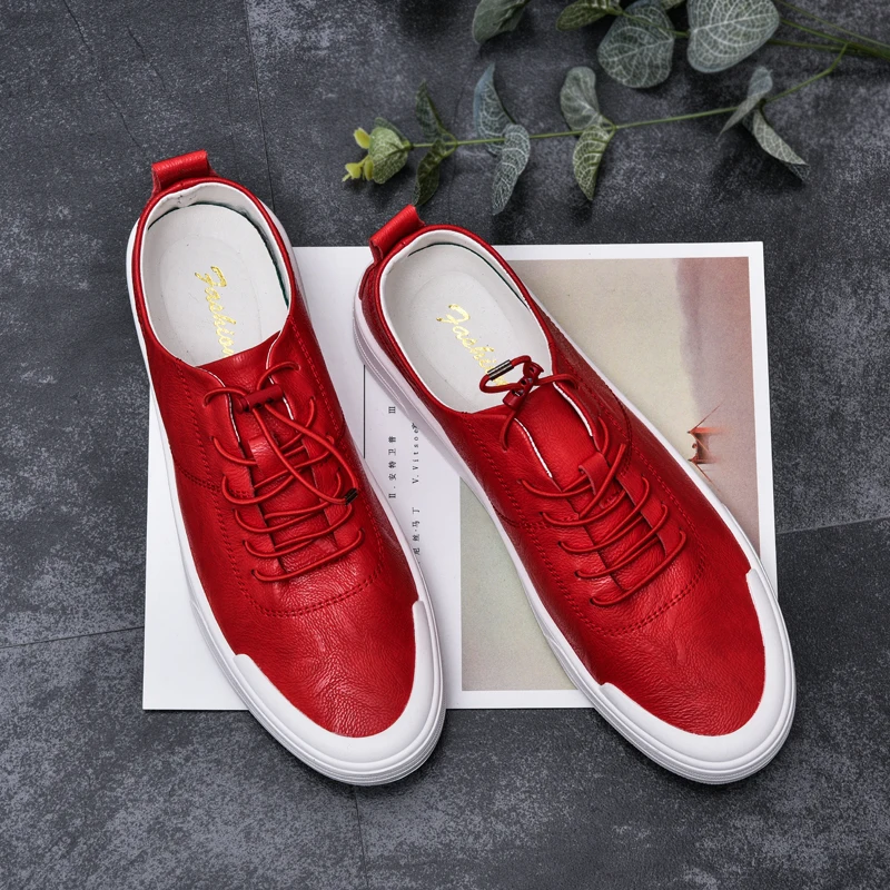 Men Leather Sneakers Fashion White Casual Shoe Male Walking Shoes High Quality | Обувь