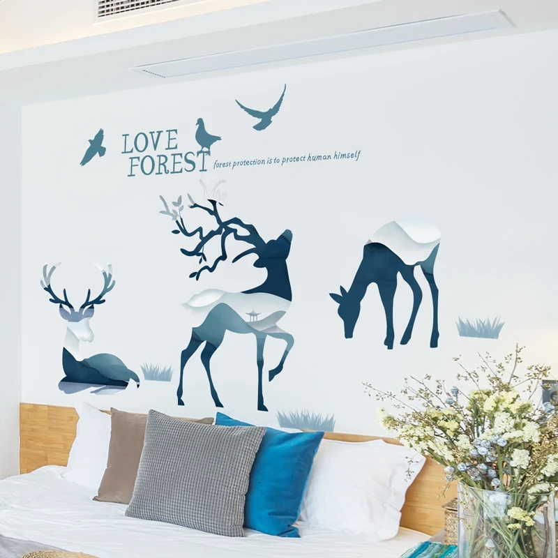 

Nordic Elk Wall Stickers Teenager Room Decor Poster Bedroom Living Room Sofa Backdrop Deer Wall Decal Home Decor Art Wallpaper