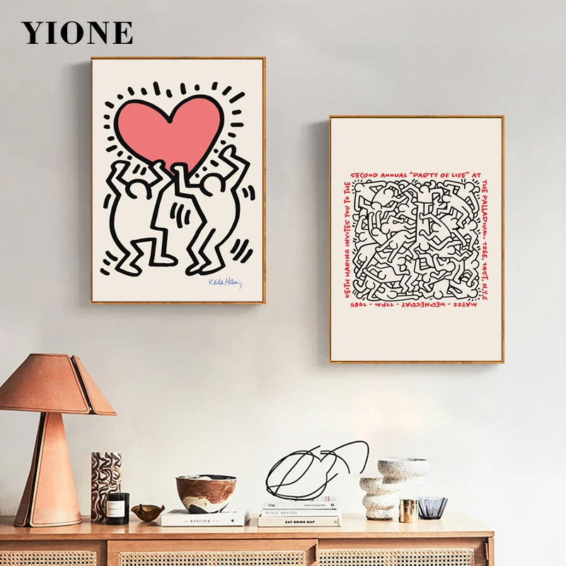 

Graffiti Art Hollow Man Heart Canvas Paintings Famous Artist Abstract Figure Print Picture Wall Posters Living Room Decoration