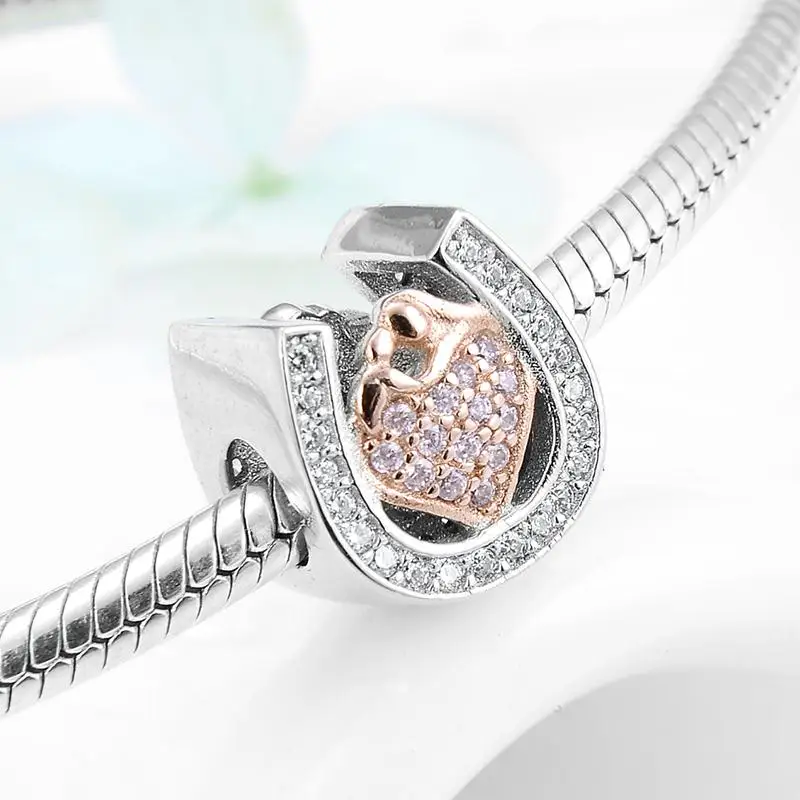 

2021 fashion 925 sterling silver U-Shape Big Hole Horseshoe fine beads Fit Original Women Charms Bracelet Jewelry Making