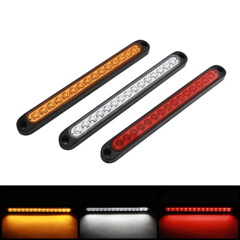 

1PC Trailer Lights Stop Tail Brake Light 25CM 15LED Truck LED Rear Car Truck Trailer Side Marker Light 10-30V White Amber Red