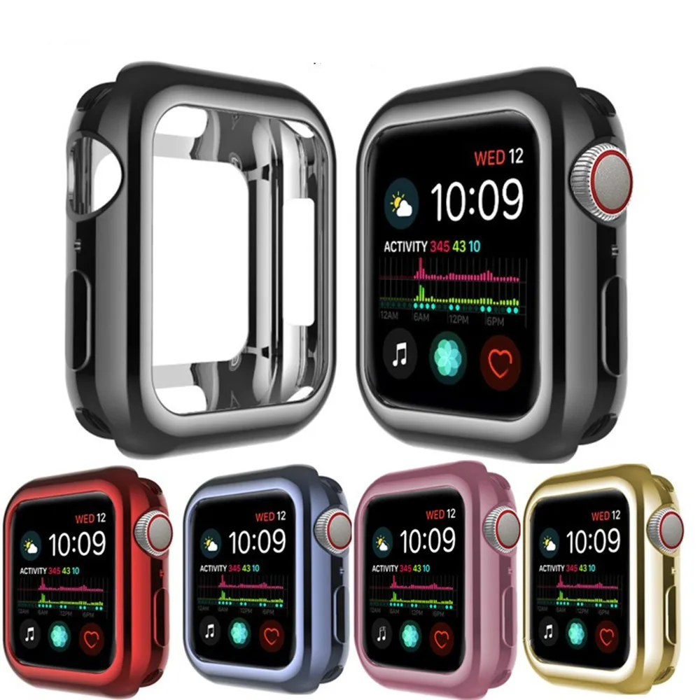 Чехол для Apple Watch 44 мм 40 iWatch 42 38 мягкий чехол-бампер из ТПУ с покрытием Защита