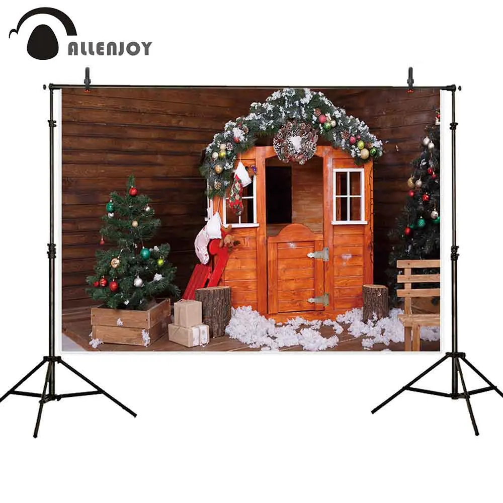 Фон для фотосъемки с изображением Allenjoy Рождества зимы Нового года деревянных