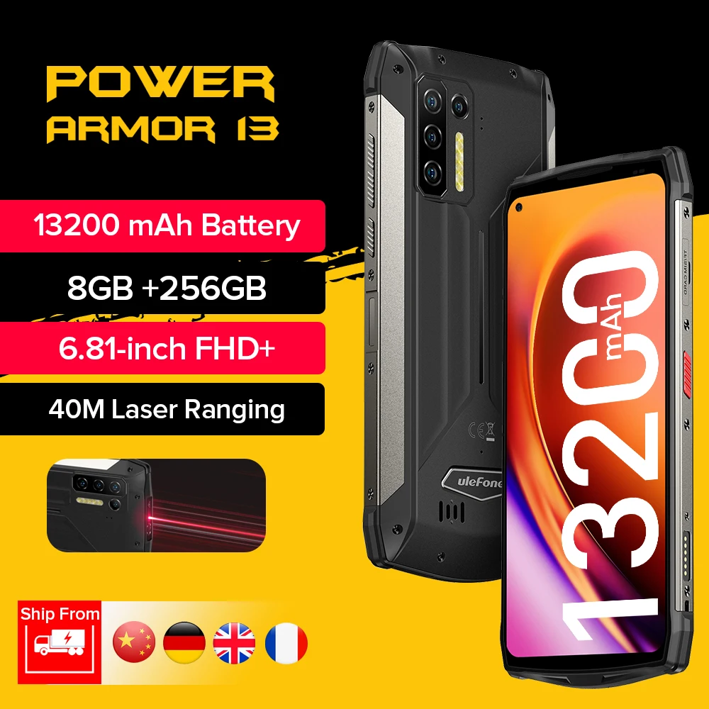 Ulefone-tel&eacute;fono smartphone Armor 13, m&oacute;vil resistente con sistema Android 11, 256 GB, 13200 mAh, resistente al agua, 6,81", 2.4G/5G, WLAN, NFC global-0