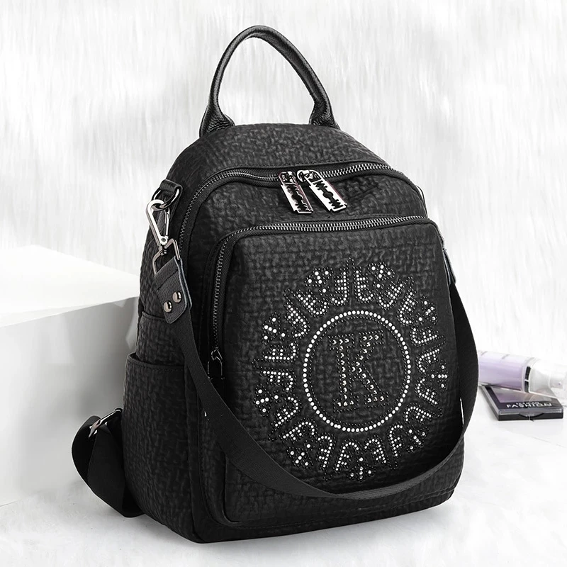

2020 New Fashion All-match Dual-purpose Genuine Leather Women's Backpack Large Capacity Travel Bag Backpacks Women School Bags