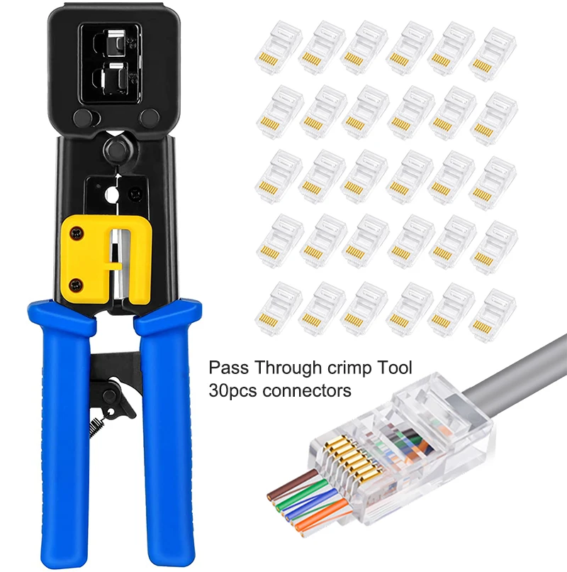 Обжимной инструмент CNCOB RJ45 перфорированный кабельный соединитель Cat5 Cat6 для RJ11 RJ12