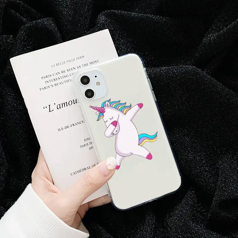 

Rainbow unicorn horse cartoon cute Phone Case Transparent for iPhone 6 7 8 11 12 s mini pro X XS XR MAX Plus cover funda shell
