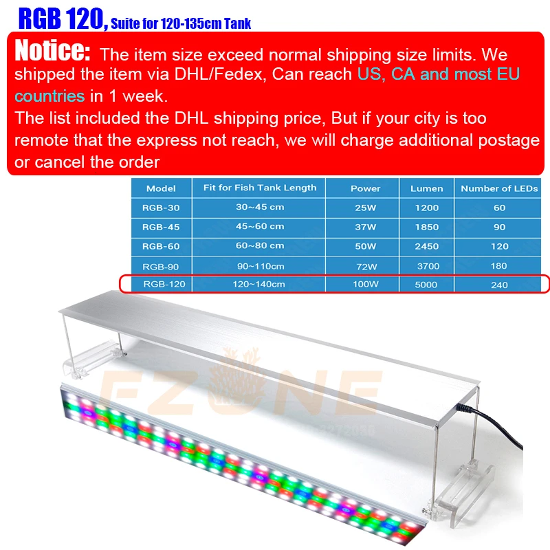 Chihiros RGB серия 30-120 см размер Aquarum светодиодный светильник ing Plant Grow светильник с крышкой или висячим фиксацией с яркостью дистанционного управления - Цвет: RGB120