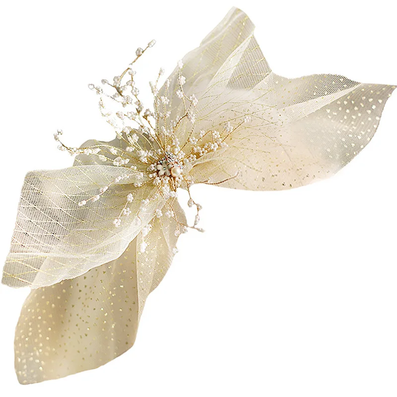 

Original Designer hair grips Champagne Gold Mesh Floral barrettes wedding party Bride hair Accessories