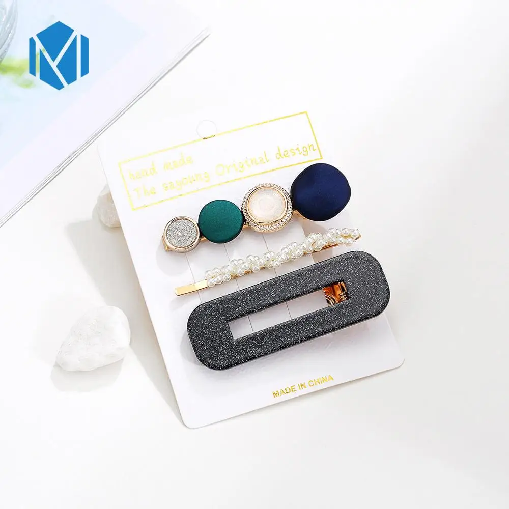 3pcs square black M MISM INS Круглый корейский Кристалл Сплав заколки для волос Макарон цвет заколки BB шпильки Заколки для женщин обувь девочек аксессуары для волос - Цвет: 3pcs square black