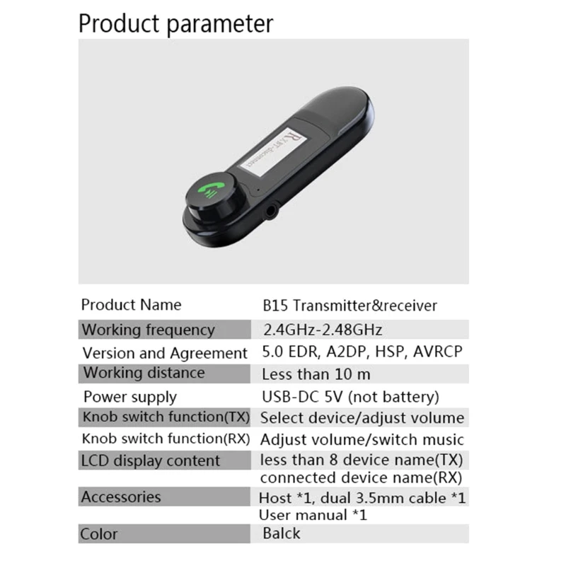 

H7JA Portable Bluetooth-compatible Receiver Wireless Adapter Hands-free Calls Slide Switch Plug and Play Easy Control