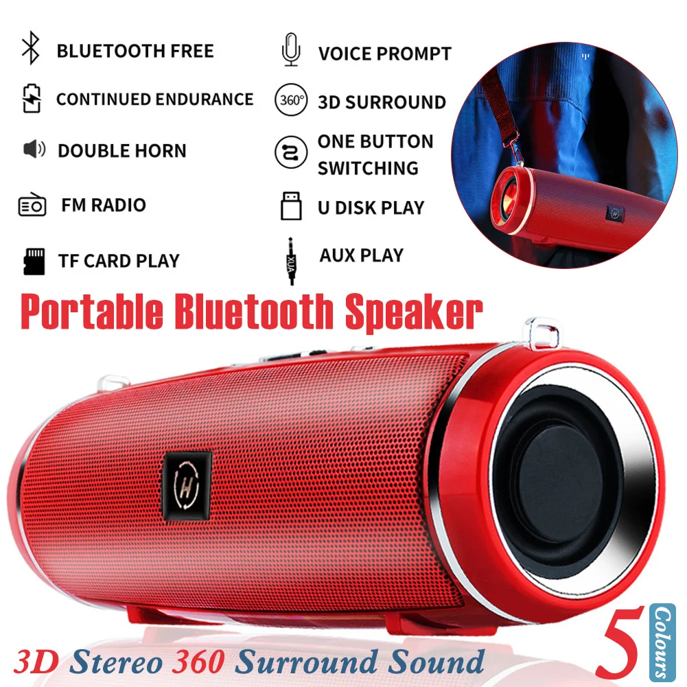 Портативный Мини Bluetooth динамик с AUX/USB/TF слот для карты двойной драйвер