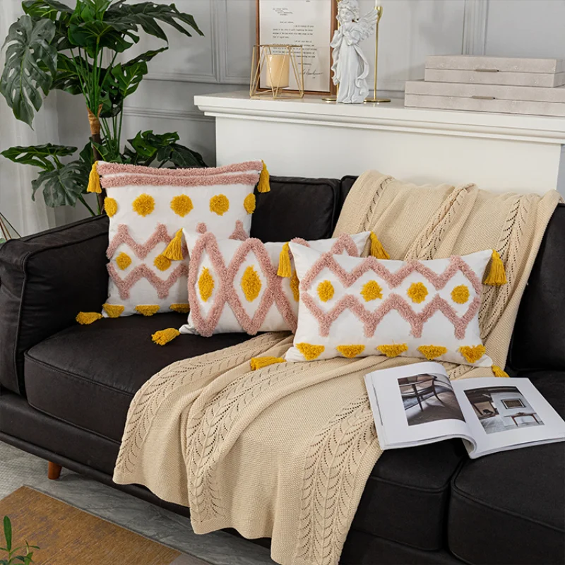 Чехол для подушки цвета слоновой кости наволочка с бахромой 45 х4 5 см/30 х50 см